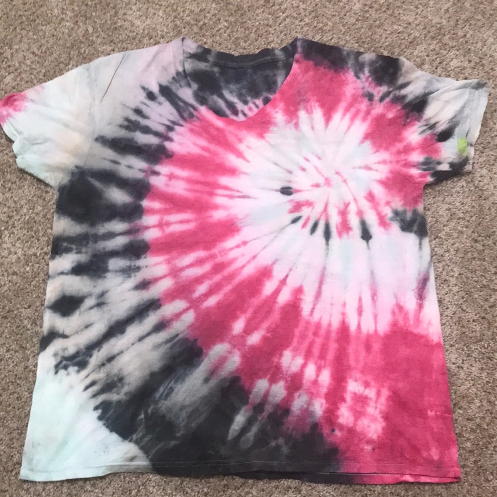 Homemade tie-dye tshirt spiral